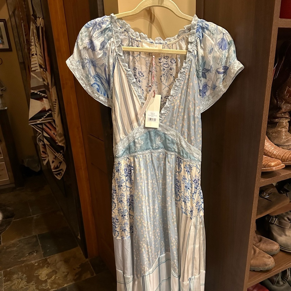 LoveShackFancy Tula Dress Ocean Spray Mist Print Mix